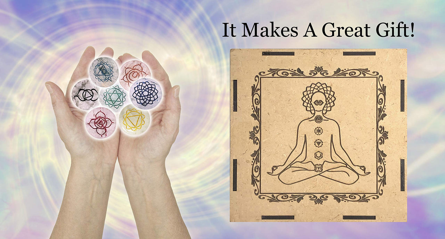 Crystal Quartz Chakra Healing Crystals Set – Tachyon Energy Stones for Meditation, Energy Alignment, Balancing Chakras – Root to Crown Chakra Kit – Spiritual Wellness & Reiki Tools
