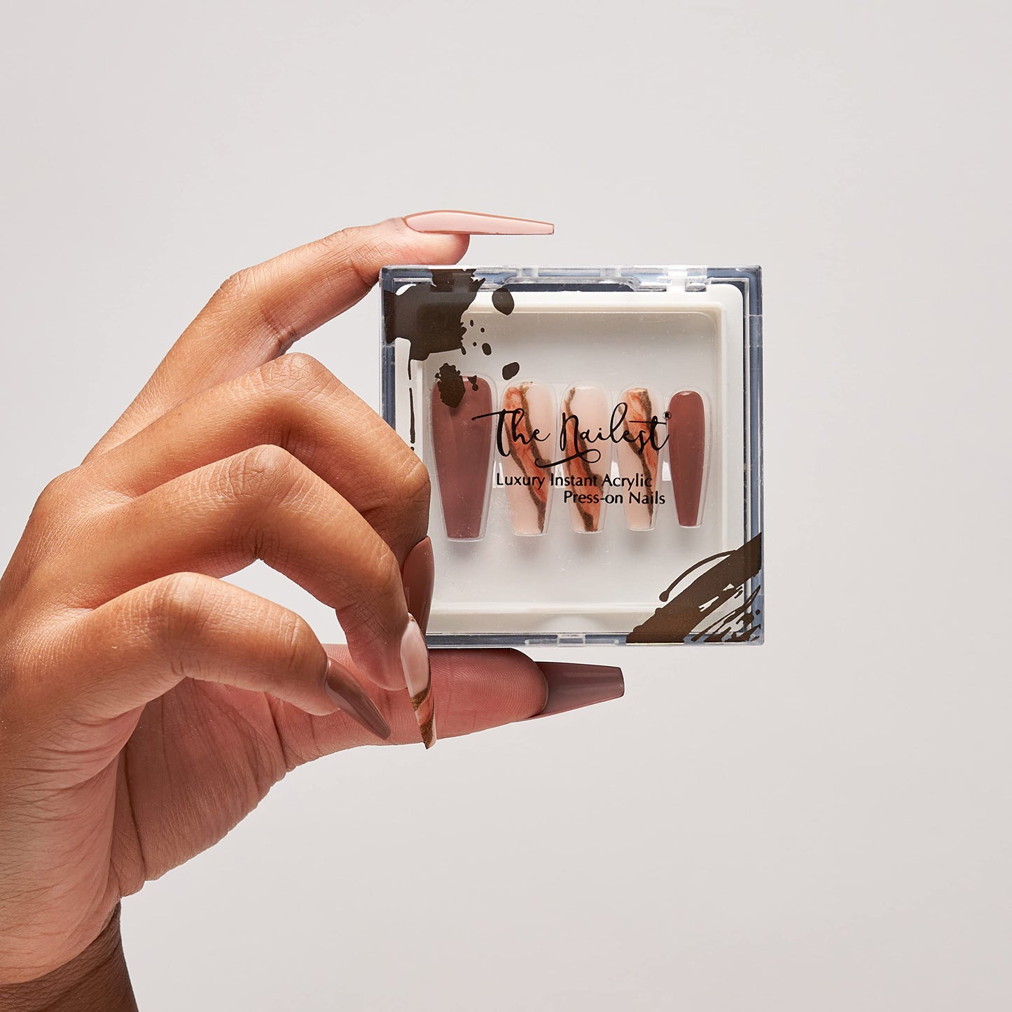 The Nailest - Instant Luxury Acrylic Press-on Nails-C-curve Long Coffin- Butterscotch