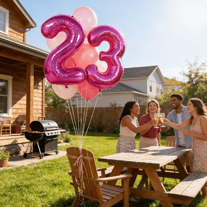Laser Hot Pink 3 Balloon, Number Balloons 40 Inch, 3rd Birthday Decorations for Kids Girls Women Party Supplies for Party Decorations, Number 3 Balloon