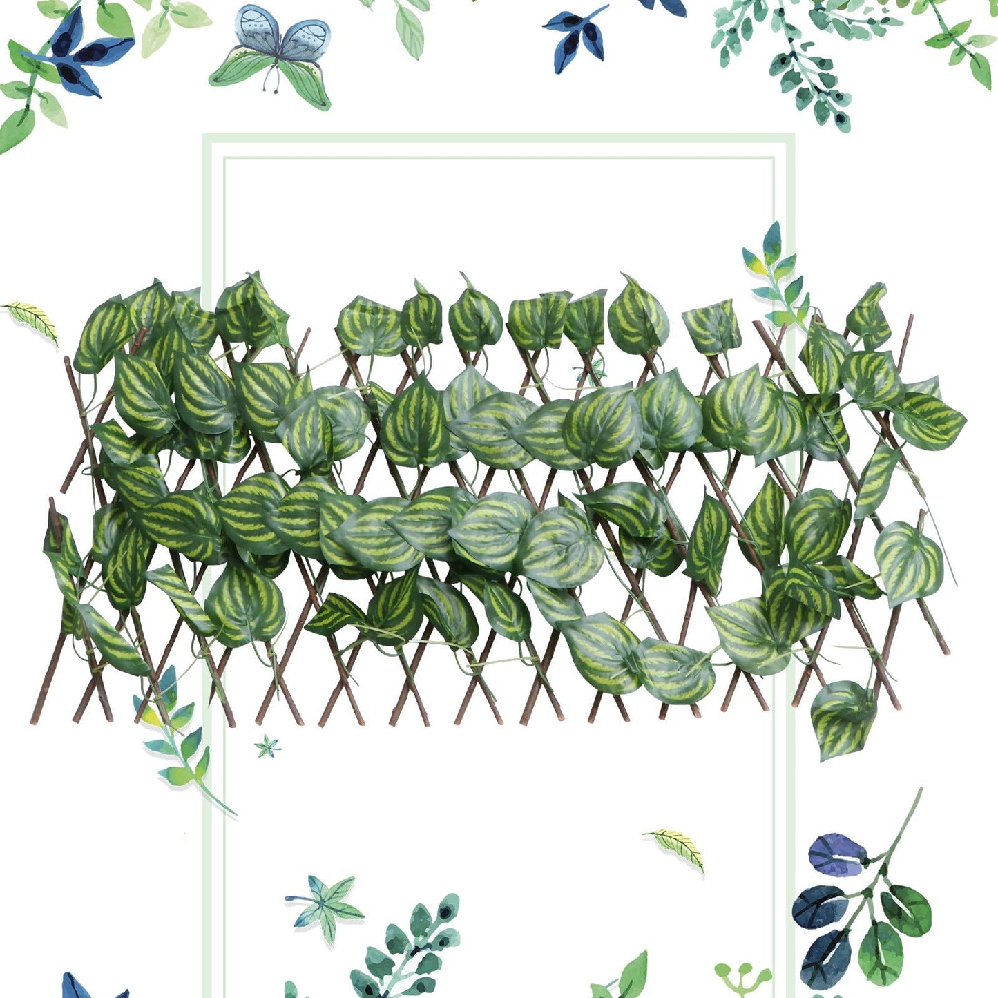 IDEANATEGRATE Simulated Plant Fence Decorative Garden Privacy Screen Balcony Outdoor Green Leaf Expandable Fence Panel for Yard Patio Landscaping