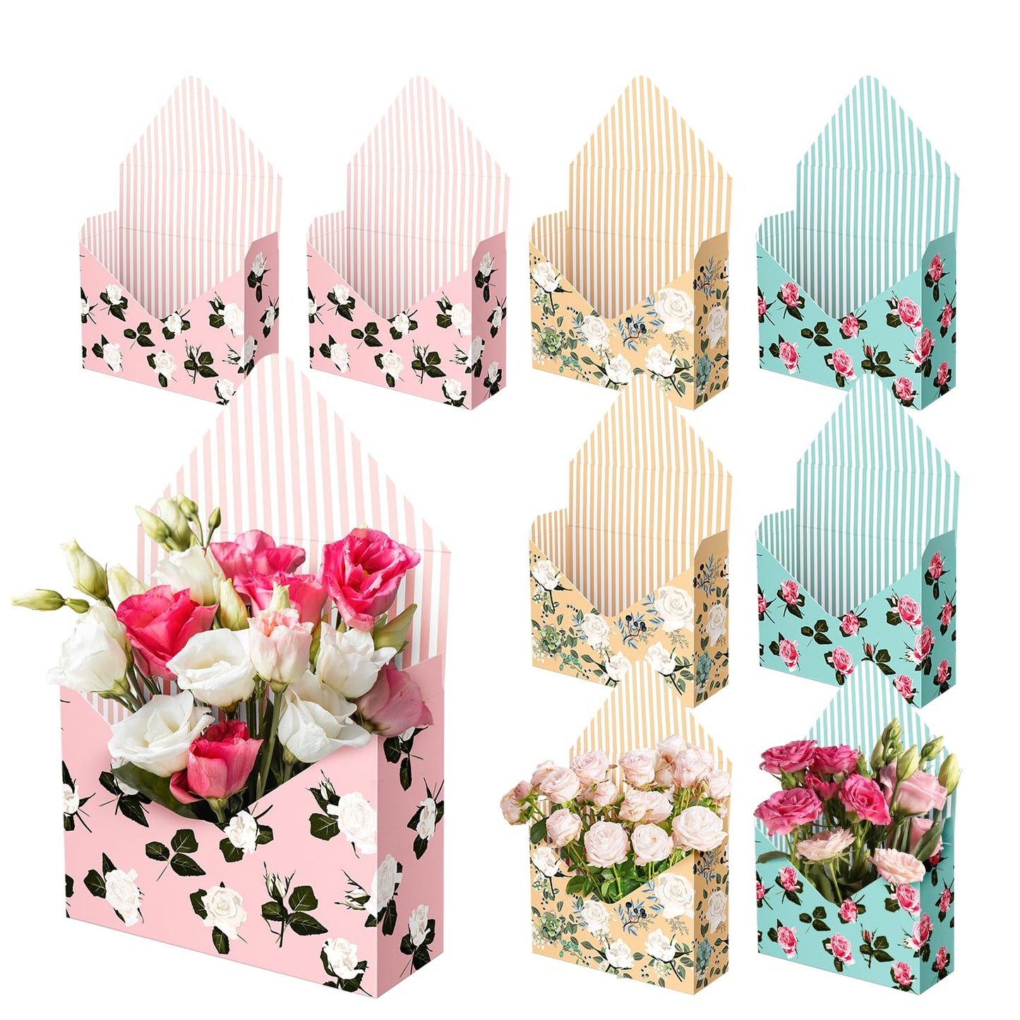 Lyforpyton Flower Arrangement Gifts Boxes, Envelope Gift Box For Flowers , Foldable Decorative Bouquet Packaging Paper Box , Suitable for Flower Shop , Wedding , Party , Birthday , Valentine's Day and Mother's Day ( 9 Pcs )