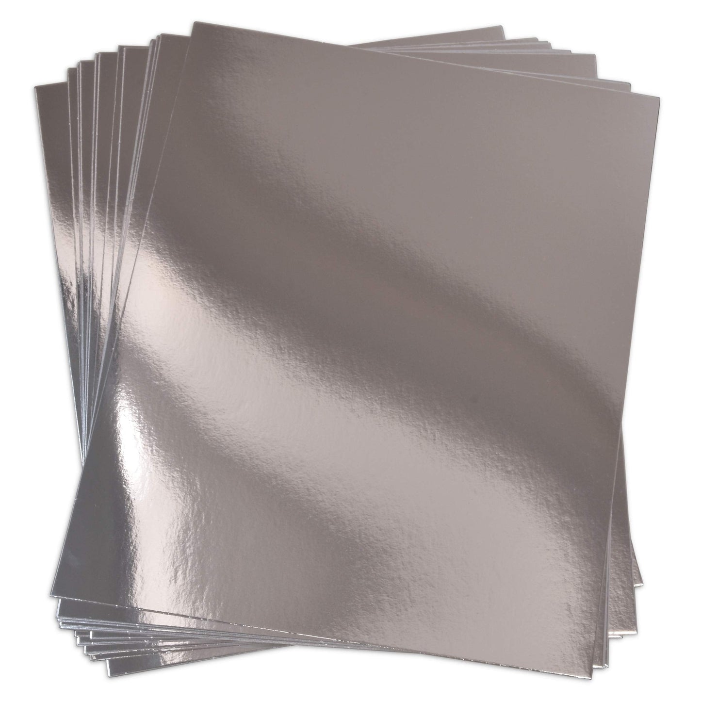 Gift Boutique 60 Pcs Metallic Silver Cardstock Paper, Foil Board Sheets, Mirror Finish Surface for Crafting Invitations & Decor, 8.5" x 11", 250gsm