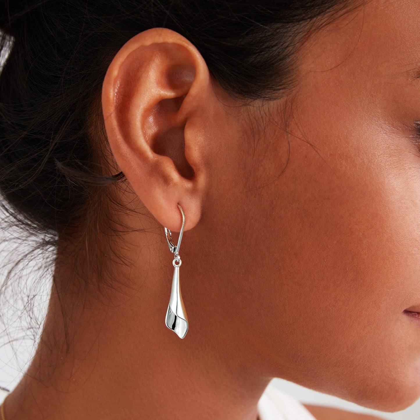 925 Sterling Silver Dangle Earrings for Women Leverback Filigree Teardrop Earrings Hypoallergenic Silver Dangle Drop Earring for Gifts (Grass-G)