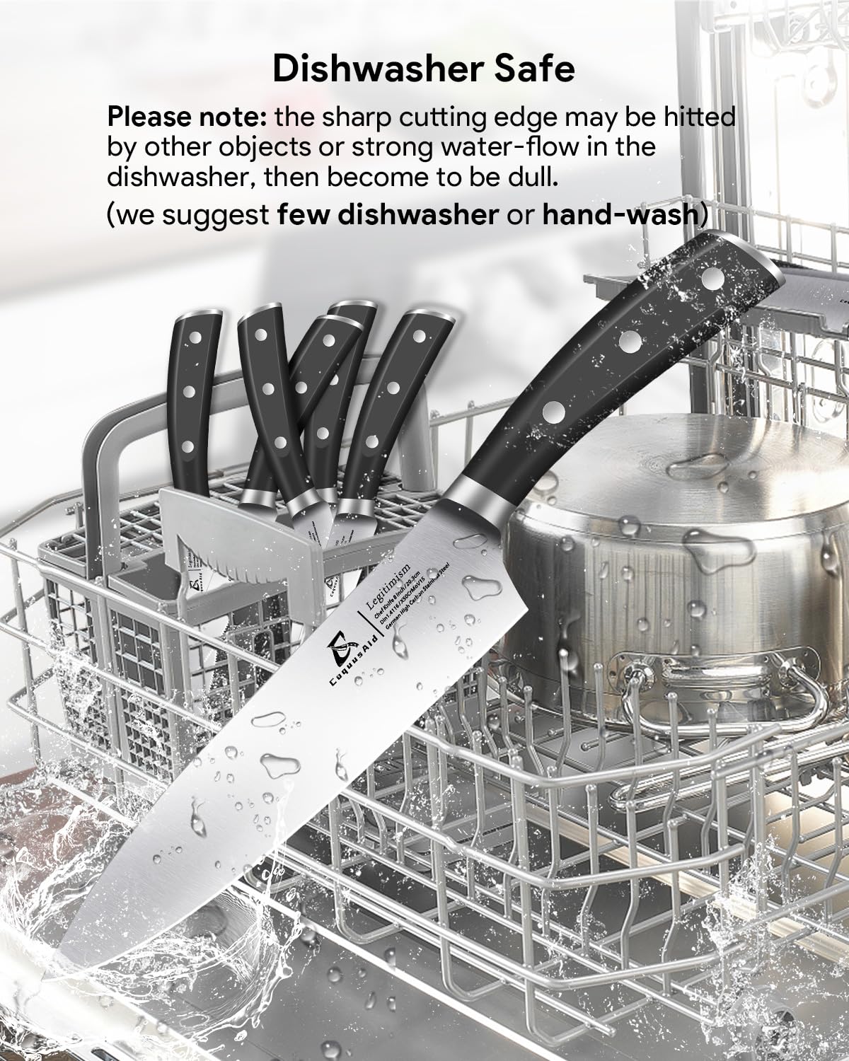 CoquusAid Knife Set, Upgrade 15 Pcs Knife Block Set with Widened Ventilated Slot, German Stainless Steel Kitchen Knives Set with Sharpener, Professional Chef Knives Set, Full Tang Ergonomic Handle
