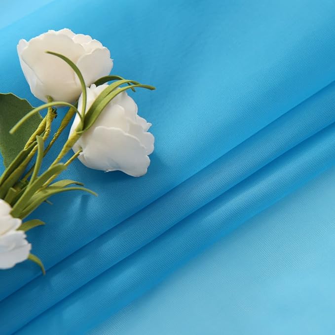 SpaceDresser Basic Rod Pocket Sheer Voile Window Curtain Panels Cyan Blue 1 Pair 2 Panels 52 Width 72 Inch Long for Kitchen Bedroom Children Living Room Yard(Cyan Blue,52 W x 72 L)