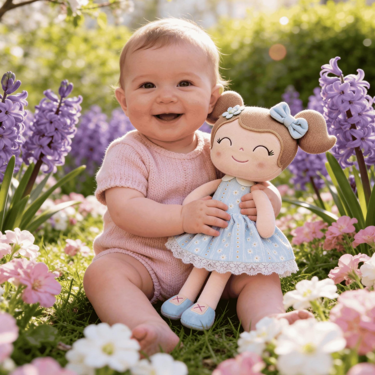 Gloveleya Baby Doll Girl Gifts Cloth Dolls Plush Toy Light Blue