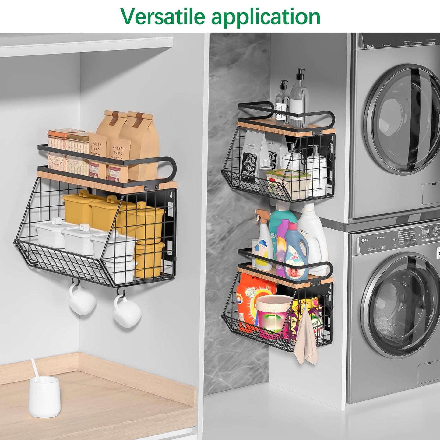 Uninol home Magnetic Shelf for Fridge with Wood Lid, Large Container Magnetic Spice Rack for Refrigerator,Fruit Potato and Onion Storage Bins, Pantry Organizers & Storage, Kitchen Counter, Cabinet