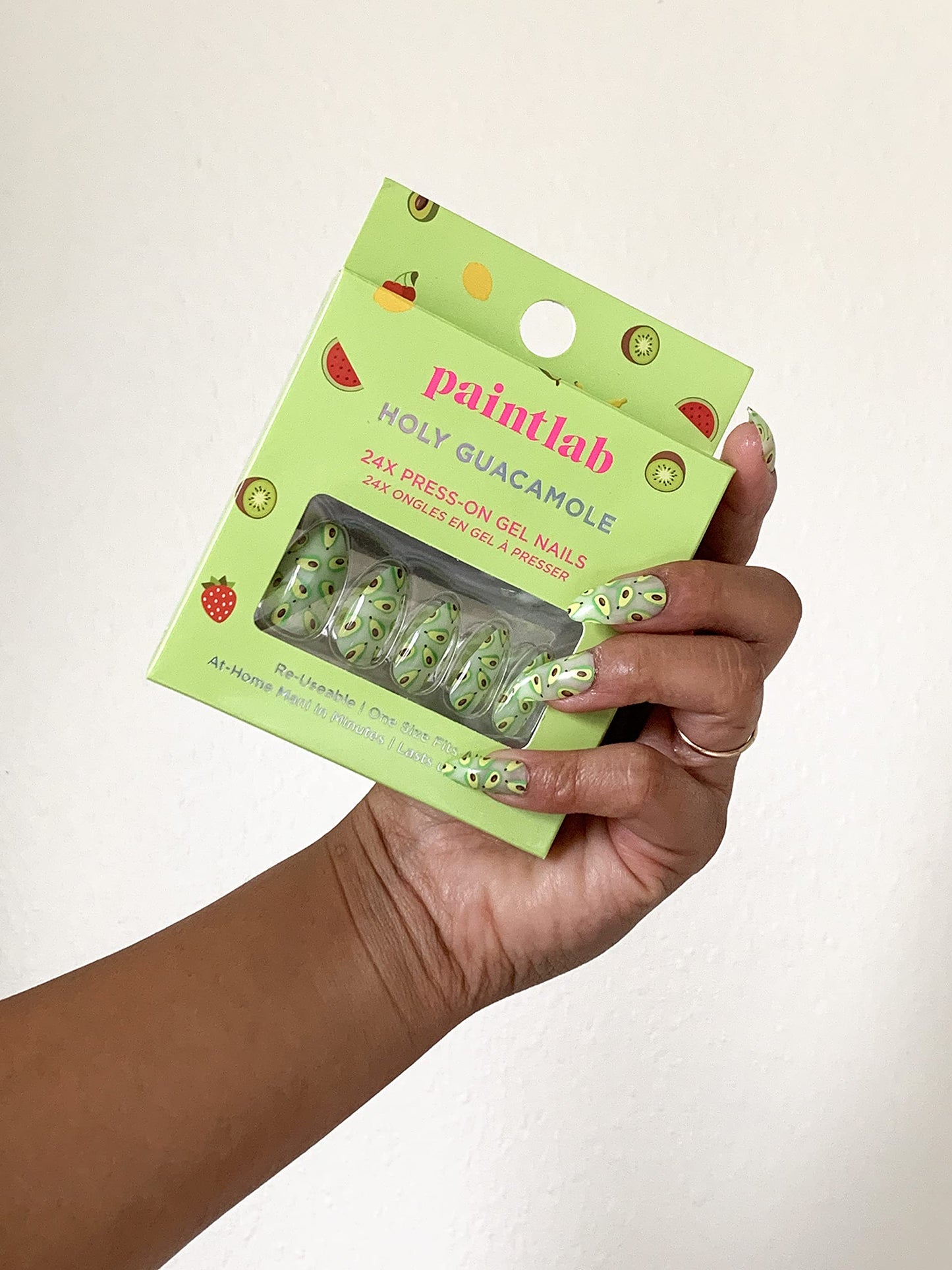 PaintLab Press On Nails - Holy Guacamole Green Almond Fake Nails, 24 Nails in 12 Sizes with Glue, Reusable Salon Quality Press On Nails
