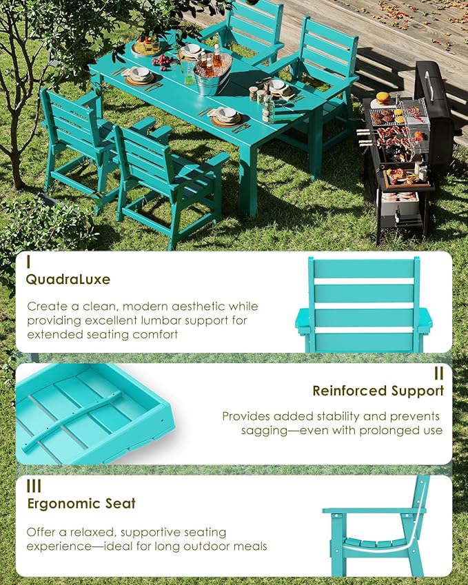 GREENVINES Outdoor Dining Chairs Set of 2 | HDPE | Patio Chair | All-Weather | Aqua