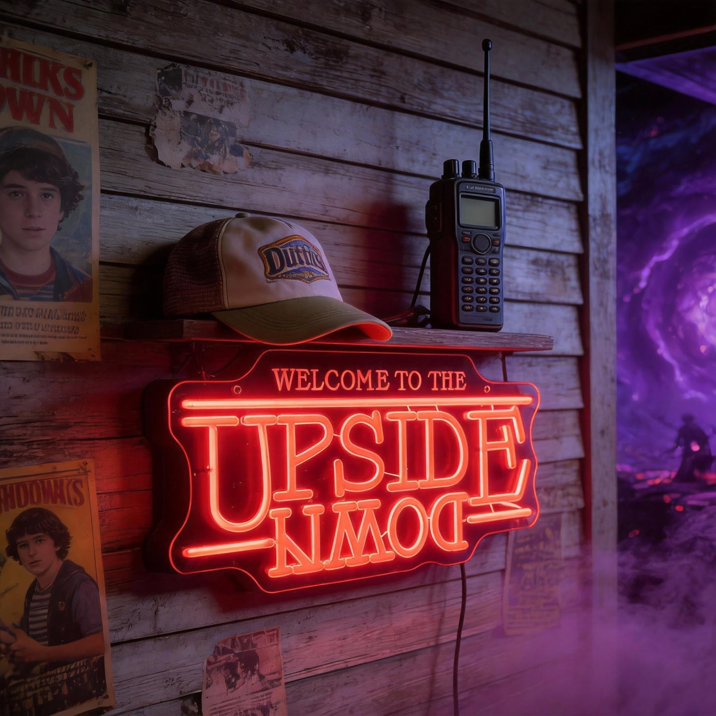 Jesalah Welcome To The Upside Down Neon SignLED Sign – "World Upside Down" Retro Sci-Fi Wall Light with Chain & Mounting Kit, 16.5"x12.5", USB Powered for Bedroom, Game Room & Bar Decor