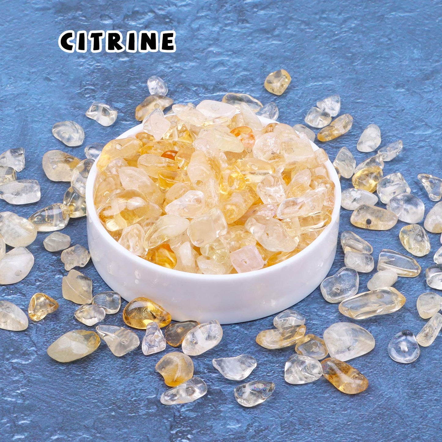 500 pcs Natural Chip Stone Beads, Citrine 5-8 mm Irregular Gemstones Healing Crystal Loose Rocks Bead Hole Drilled for Jewelry Making Bracelet