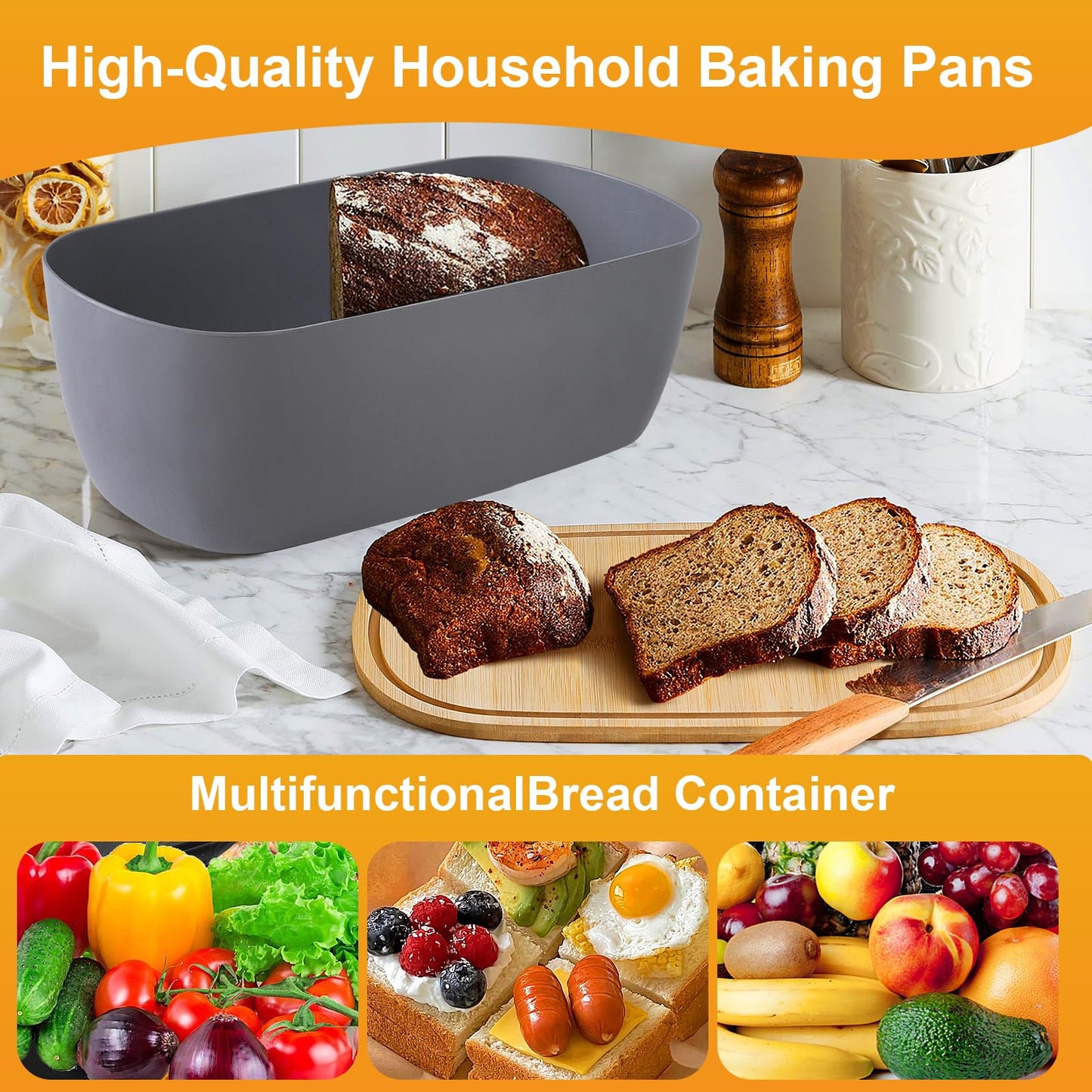 Nomotruc Bread Box For Kitchen Countertop,Bread Box with Cutting Board Lid Made with Bamboo Fiber,Bread Container Holder Keeper Keep Fresh I14.4x8.3x5.6 in……