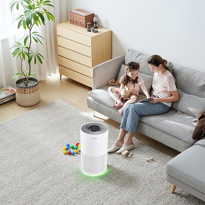 VEVOR Air Purifier for Bedroom Home, H13 HEPA Layer, 1200 ft²/h Smart Air Purifier with Speed Control & Child Lock Guard, Efficient Air Cleaner with Convenient Touch Panel & 23 dB Sleep Mode