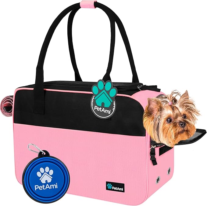 PetAmi Small Dog Purse Carrier with Pockets, Airline Approved, Chevron Teal