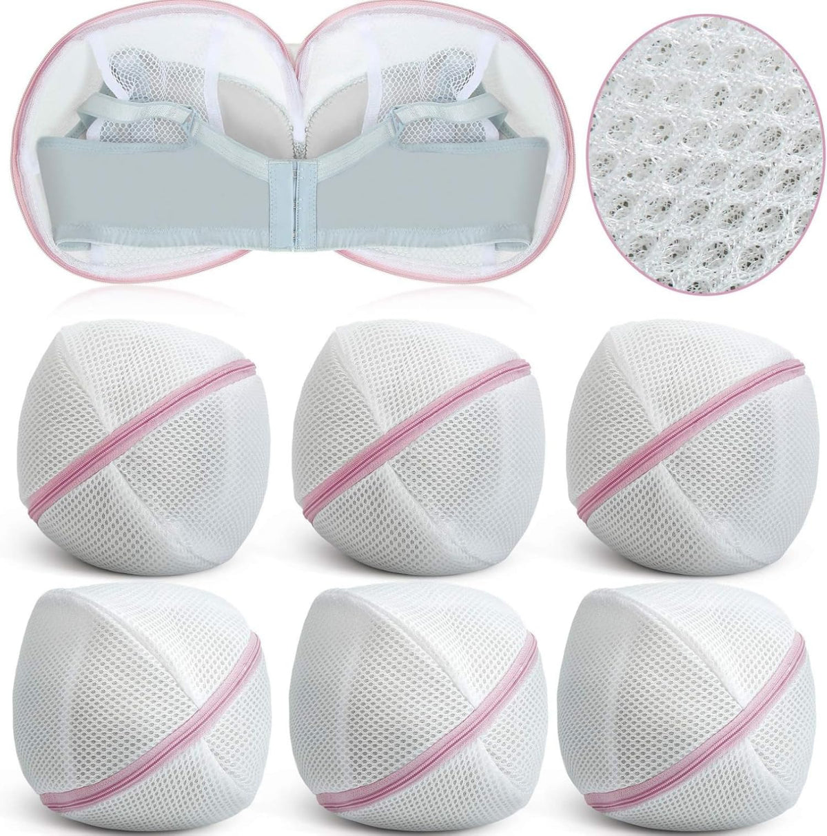6 Pcs Bra Washing Bag for Laundry Storage Women 11.81 Inch Pink (6 Count)