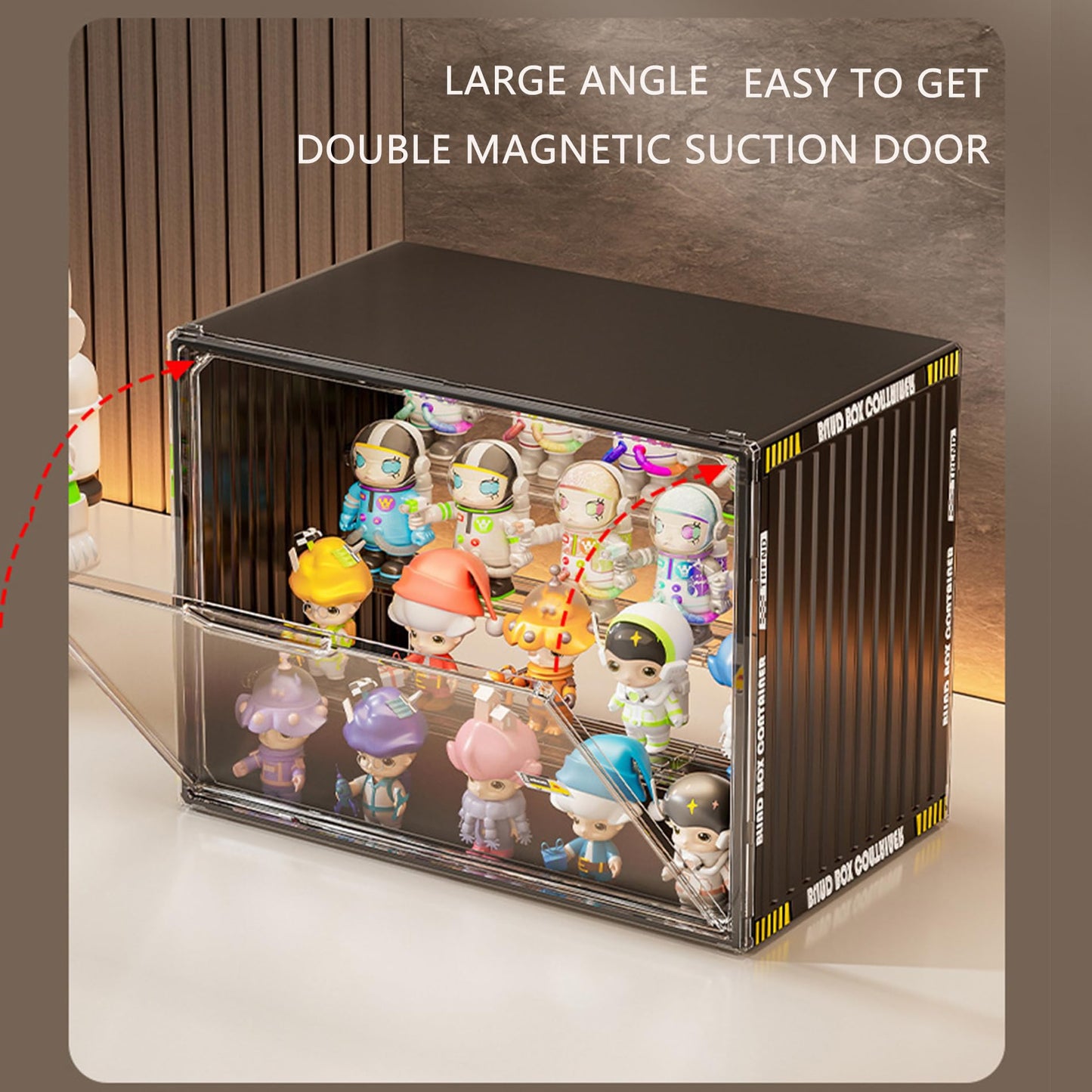 4-Tier Acrylic Display Case for Pop Mart & Blind Box Toys with Double Magnetic Door with Stackable，Dustproof Acrylic and Space-Saving Display Case ,Tool-Free Assembly (White, XL-2Pack-4Tier)