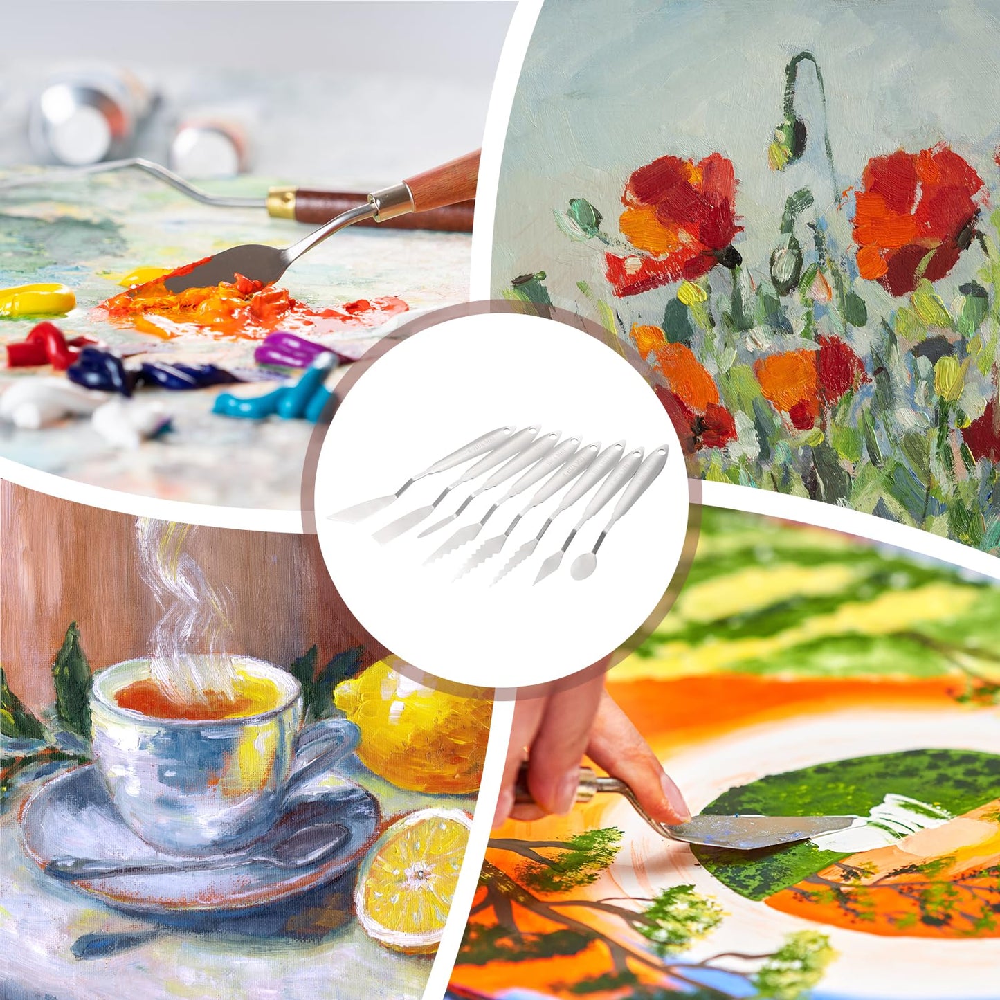 MECCANIXITY 2pcs HM#4 Palette Knives 19mm Width Stainless Steel Spatula Painting Pallet Knife with Stainless Steel Handle for Oil Painting Acrylic Canvas Mixing Spreading
