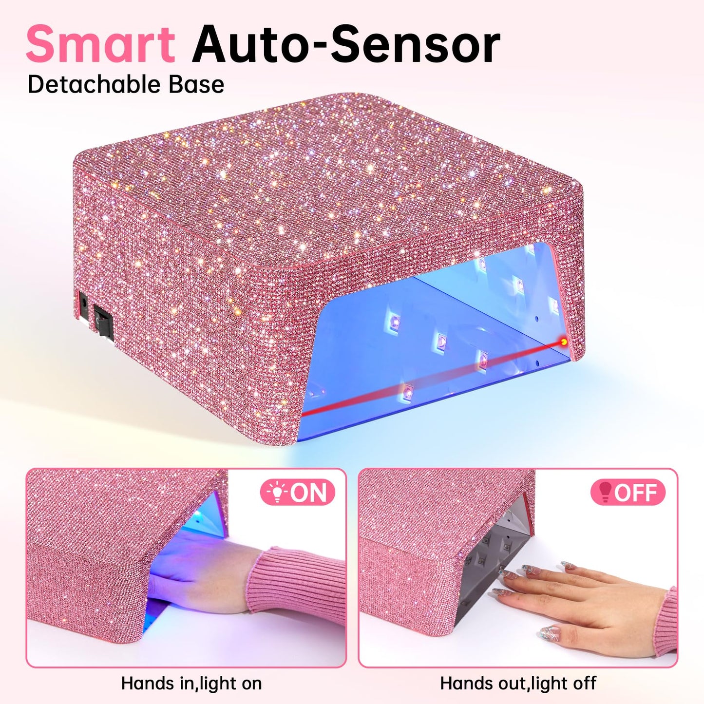 CHRISTINE SHELLY UV Nail Lamp,96W UV Light for Gel Nails, Cordless Nail Light,Rechargeable Nail Dryer, Touch Control & Auto Sensor,Fast Curing Manicure for Salon & Home (Pink Diamond)