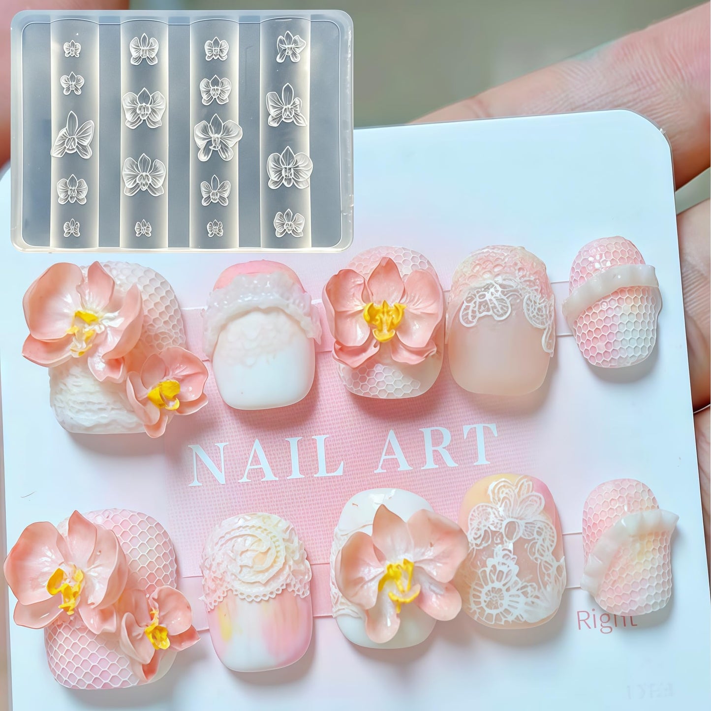 5Pcs 3D Flowers Spring Nail Art Mold Arts Lotus Cherry Phalaenopsis Orchid Molds for Accessories Supplies Y2K Silicone Tools Nails