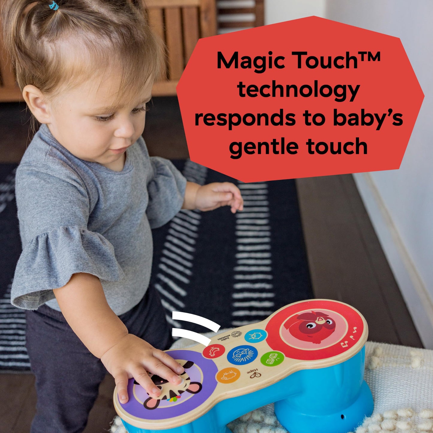 Baby Einstein Upbeat Tunes Magic Touch Wooden Drum Musical Toy, Ages 6 Months +