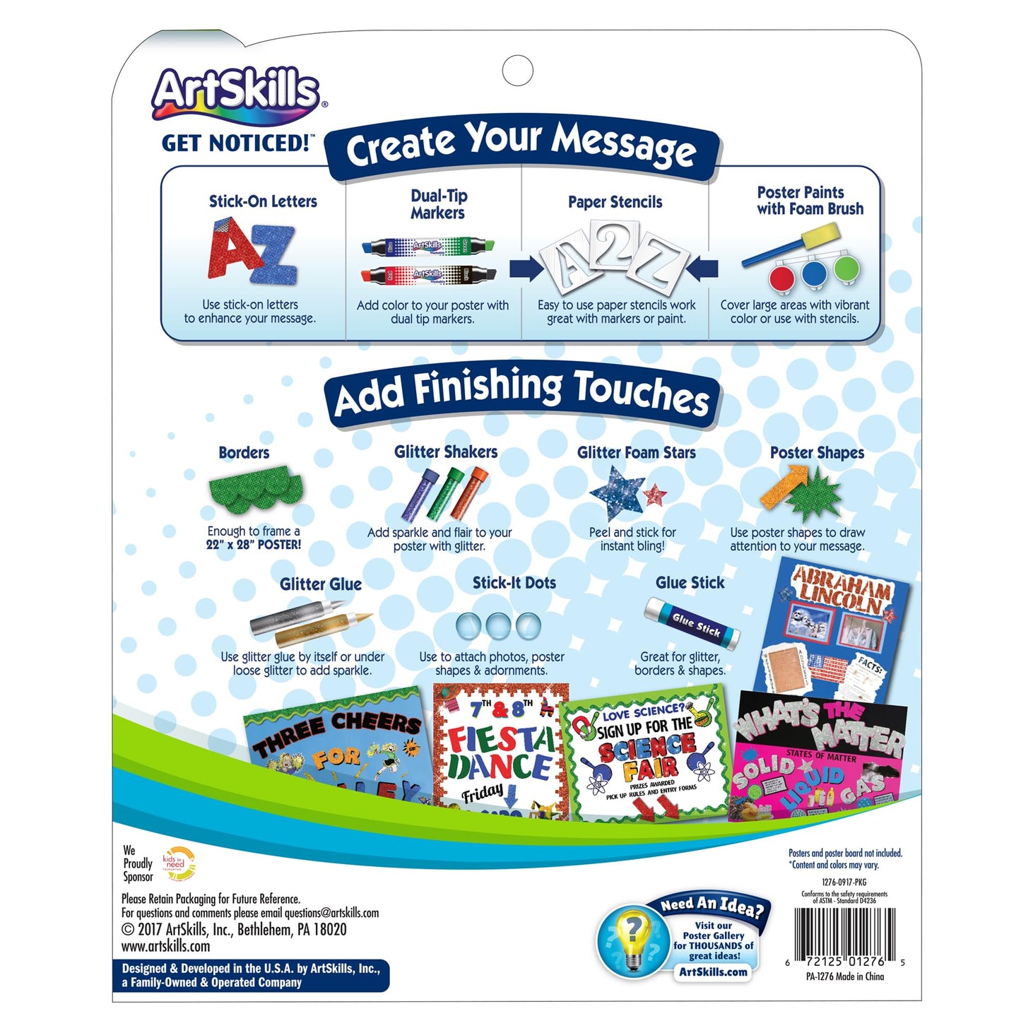 ArtSkills Poster Making Kit, Project and Crafts Science Fair Board Supplies with Markers, Stencils, Letters, Glitter, Glue and More, 274 Pieces