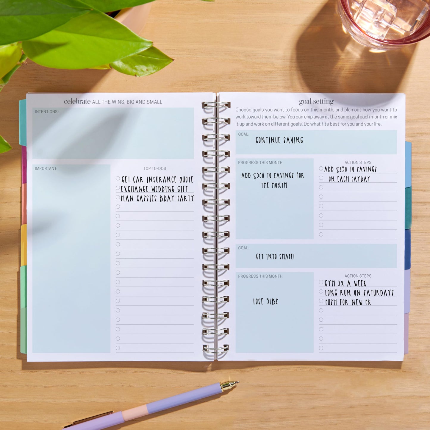 Inspired by Erin Condren A5 Undated Planner, Spiral Bound Daily & Weekly Planner with Monthly Tabs, Portable Organizer for Productivity, Goal Setting, Includes Sticker Sheets, Colorful Stripes Design