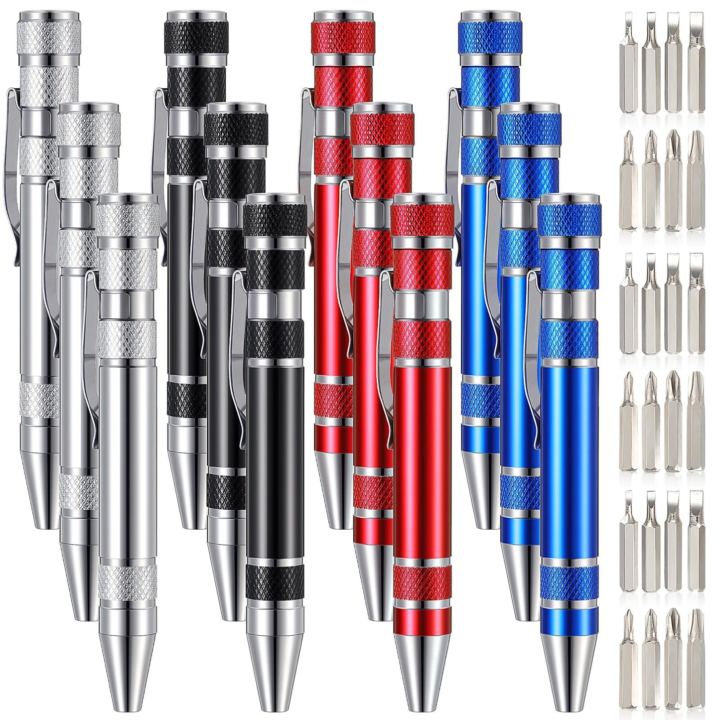Mudder Pen Screwdriver Gifts Multitool Handy Tool 8 in 1 Magnetic Pocket Screwdriver Precision Function for Mini Gadgets(12 Pieces)