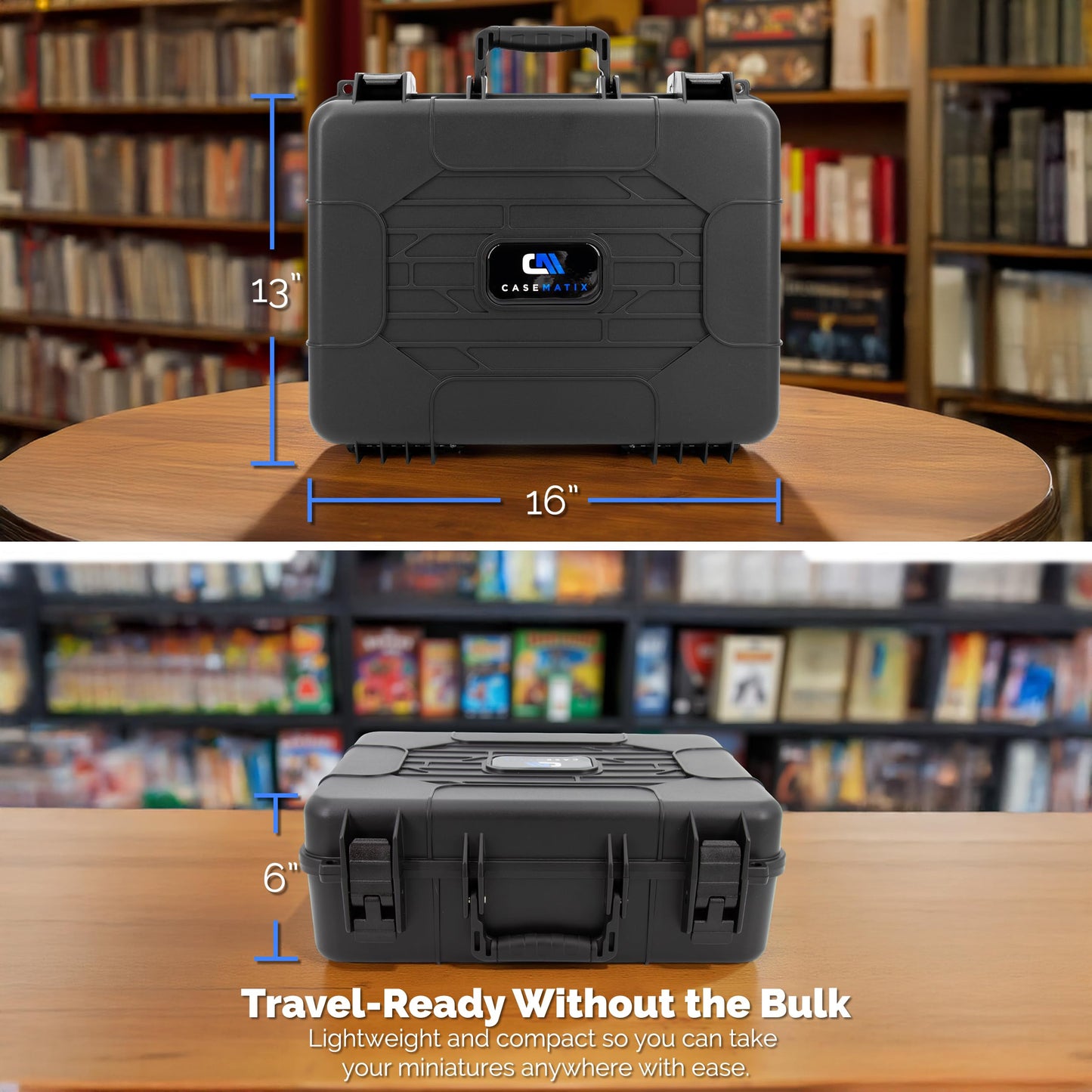 CASEMATIX Hard Shell Miniature Carrying Case - 80 Slot Figurine Miniature Storage Case with Customizable Foam Layer for Large Miniatures Compatible with Warhammer 40k, DnD & More!