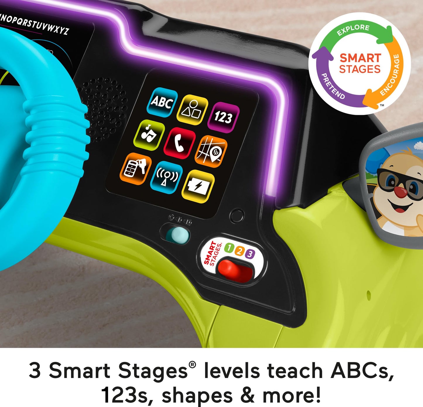 Fisher-Price Baby & Toddler Learning Toy Laugh & Learn Sit & Steer Driver Car Activity Center with Smart Stages for Ages 6+ Months