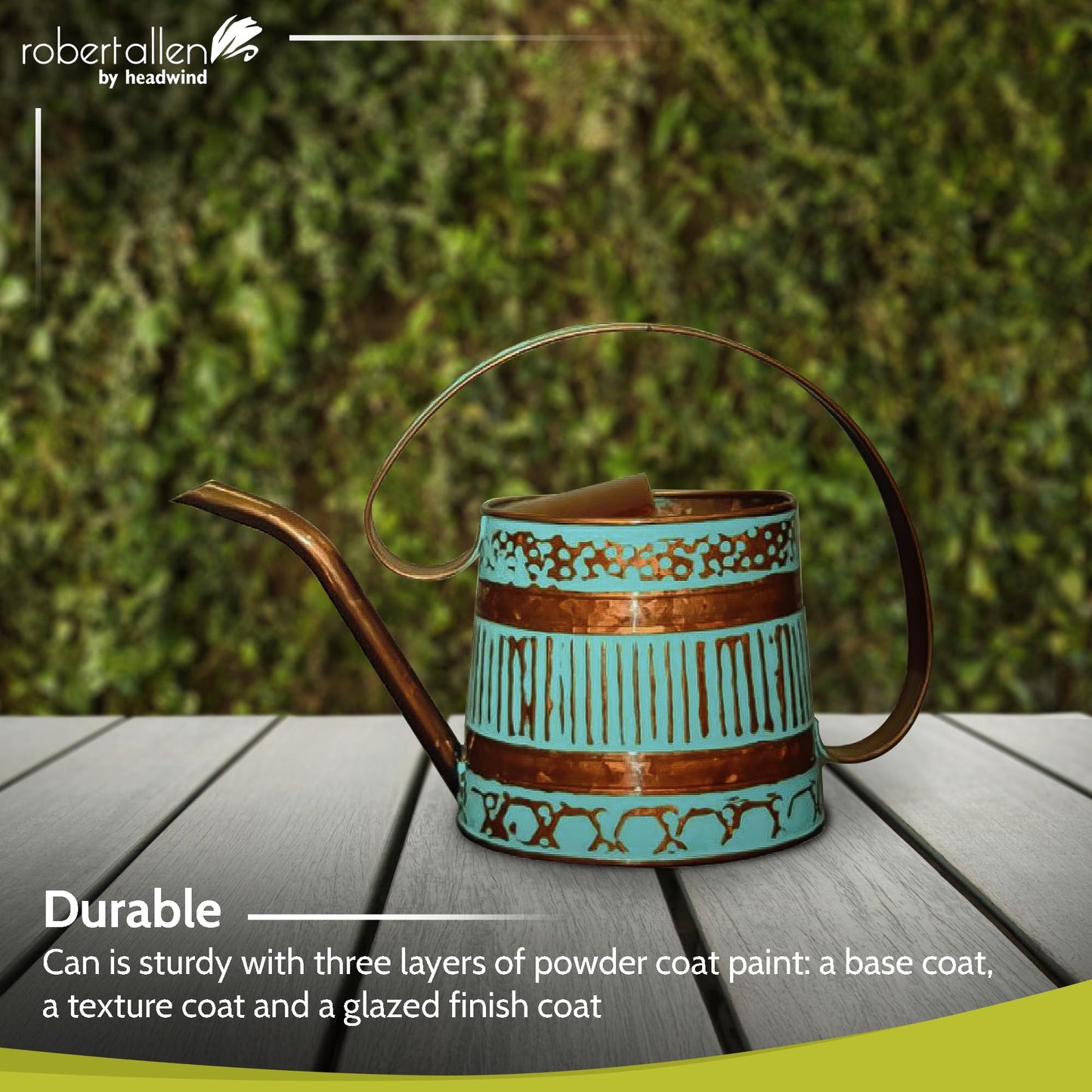 Robert Allen MPT01508 Danbury Metal Watering Can, Teal/Copper