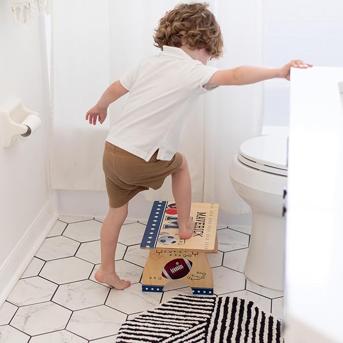 Step Stool for Toddlers- Personalized Wood Kids Step Stool with Name for Kitchen Sink, Bathroom, Potty Training, Toilet, Kitchen Sink- Sturdy and Safe- Made in USA by BloomOwl (Hunting)