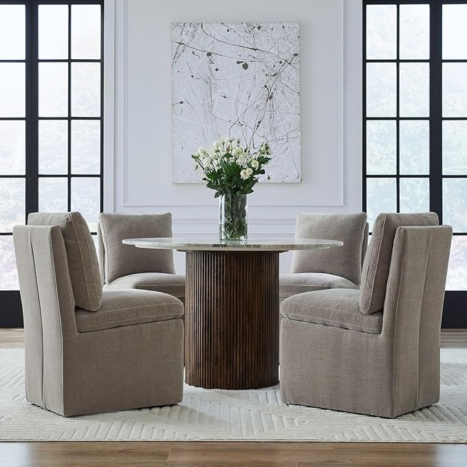 Liberty Furniture Accent Dining Chair with Castors - Squared Back - Truffle Upholstry