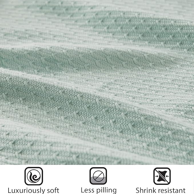 Madison Park Soft Certified 100% Egyptian Cotton Breathable Cozy Blanket, Premium Waffle Knit Classic Design, Luxury All Season Lightweight Cover for Bed, Couch and Sofa, Seafoam King(108"x90")