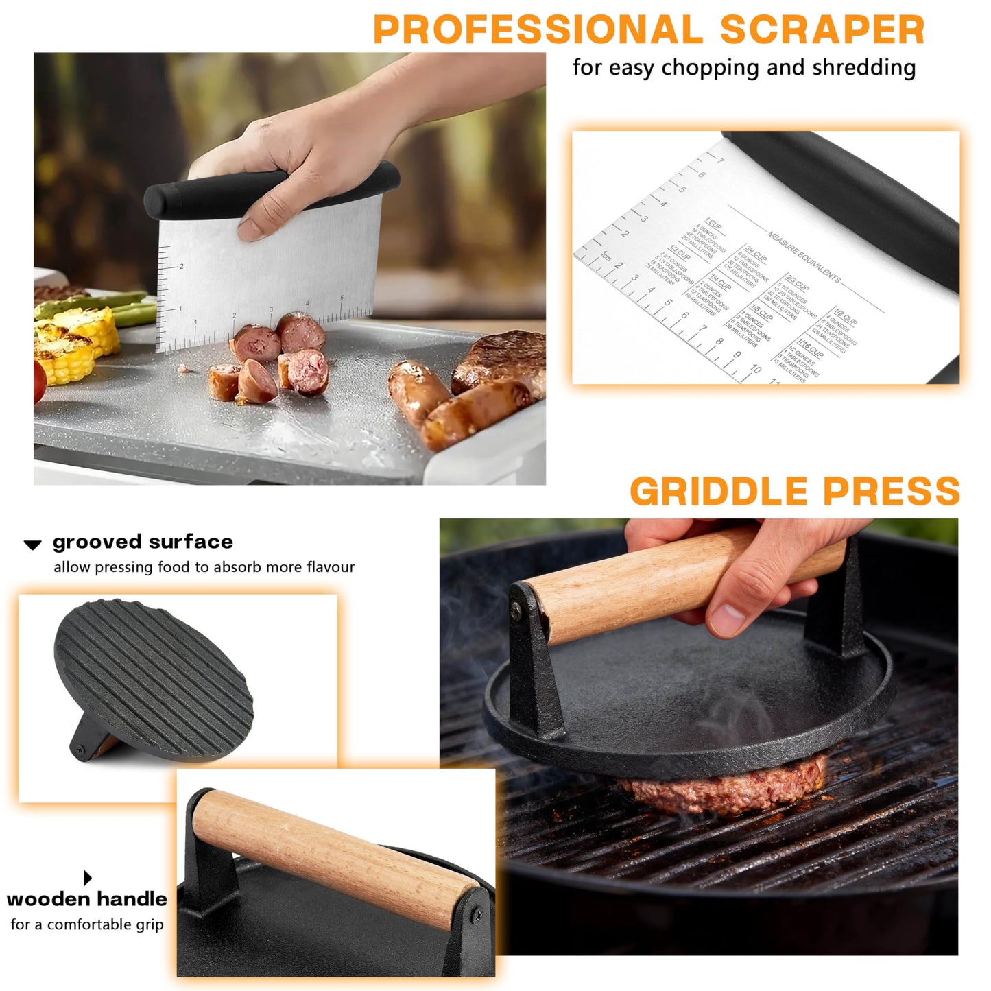 Griddle Accessories Kit, HaSteeL 20Pcs Flat Top Grill Accessories for Camping, Professional ABS Griddle Spatula Grill Tools Set with Melting Dome for Teppanyaki BBQ Outdoor, Perfect Grilling Gifts