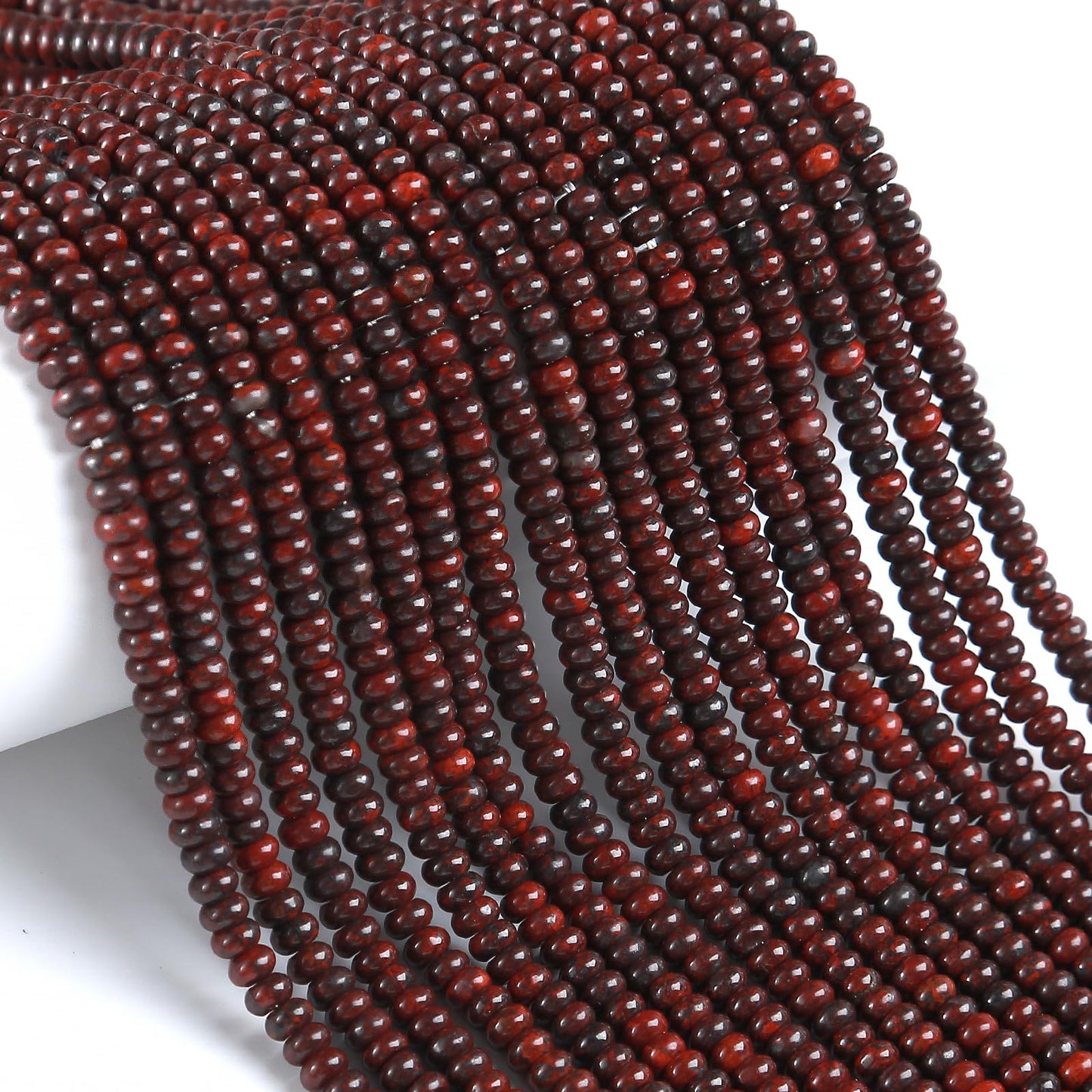 150PCS 2x4mm Natural Mahogany Obsidian Stone Rondelle Beads Abacus Disk Stone Beads Round Loose Spacer Gemstone for DIY Bracelet Necklace Jewelry Making
