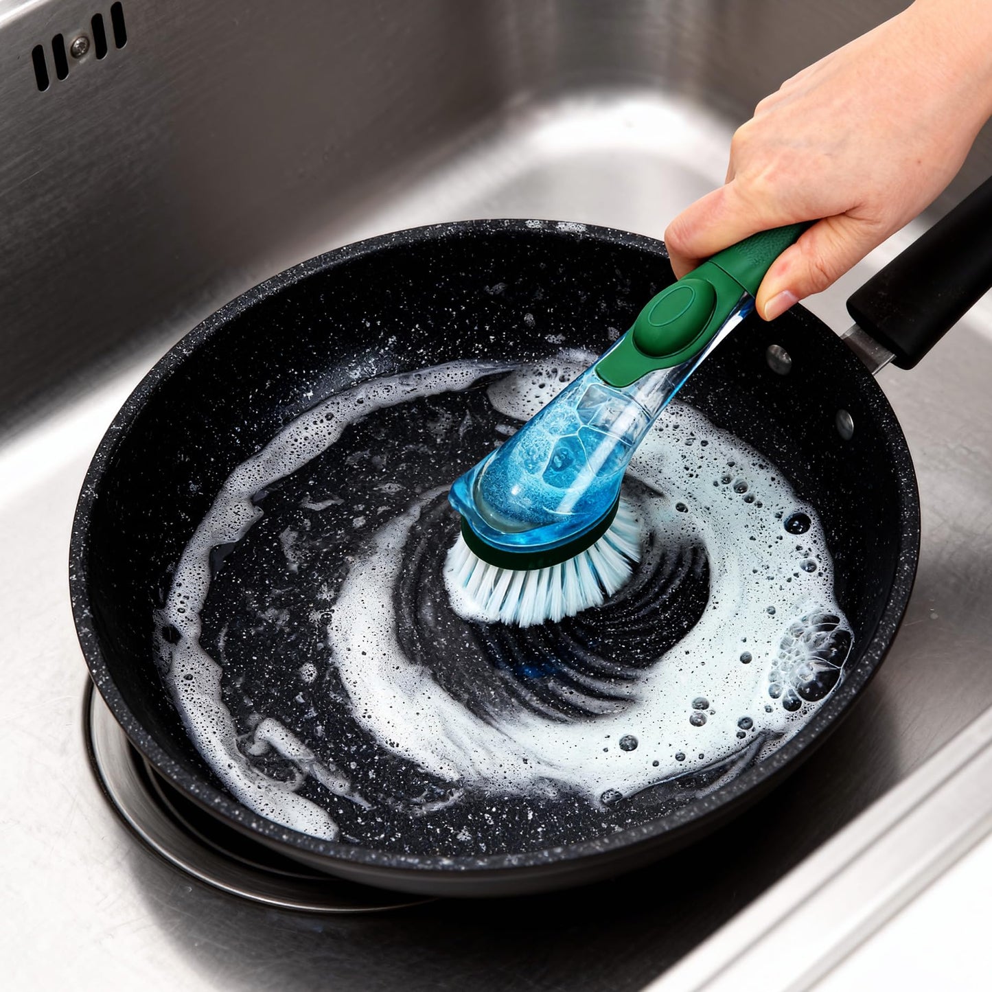 CLEANHOME Kitchen Cleaning Tool Set - 3-Pack Dish Scrub Brush Kit with 10PCS Non-Scratch Scrub Sponges, Bottle Brush & Pot Scrubber, Safe for Cookware, Bathroom & Nonstick Surfaces