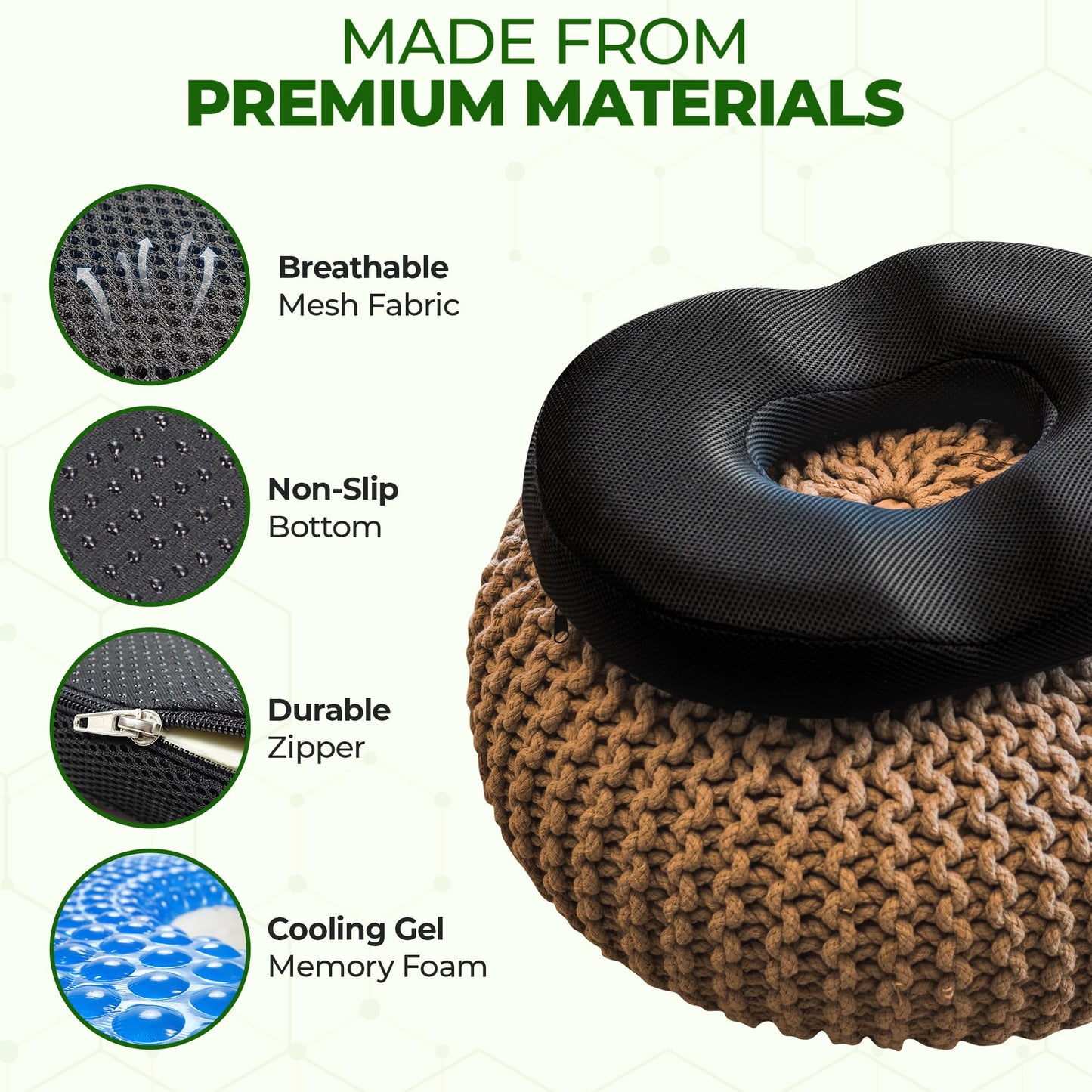 AnboCare Donut Gel Sitting Pillow - Orthopedic Memory Foam for Tailbone Pain, Hemorrhoid, Bed Sores, Postpartum, Prostate, Coccyx & Sciatica Pain