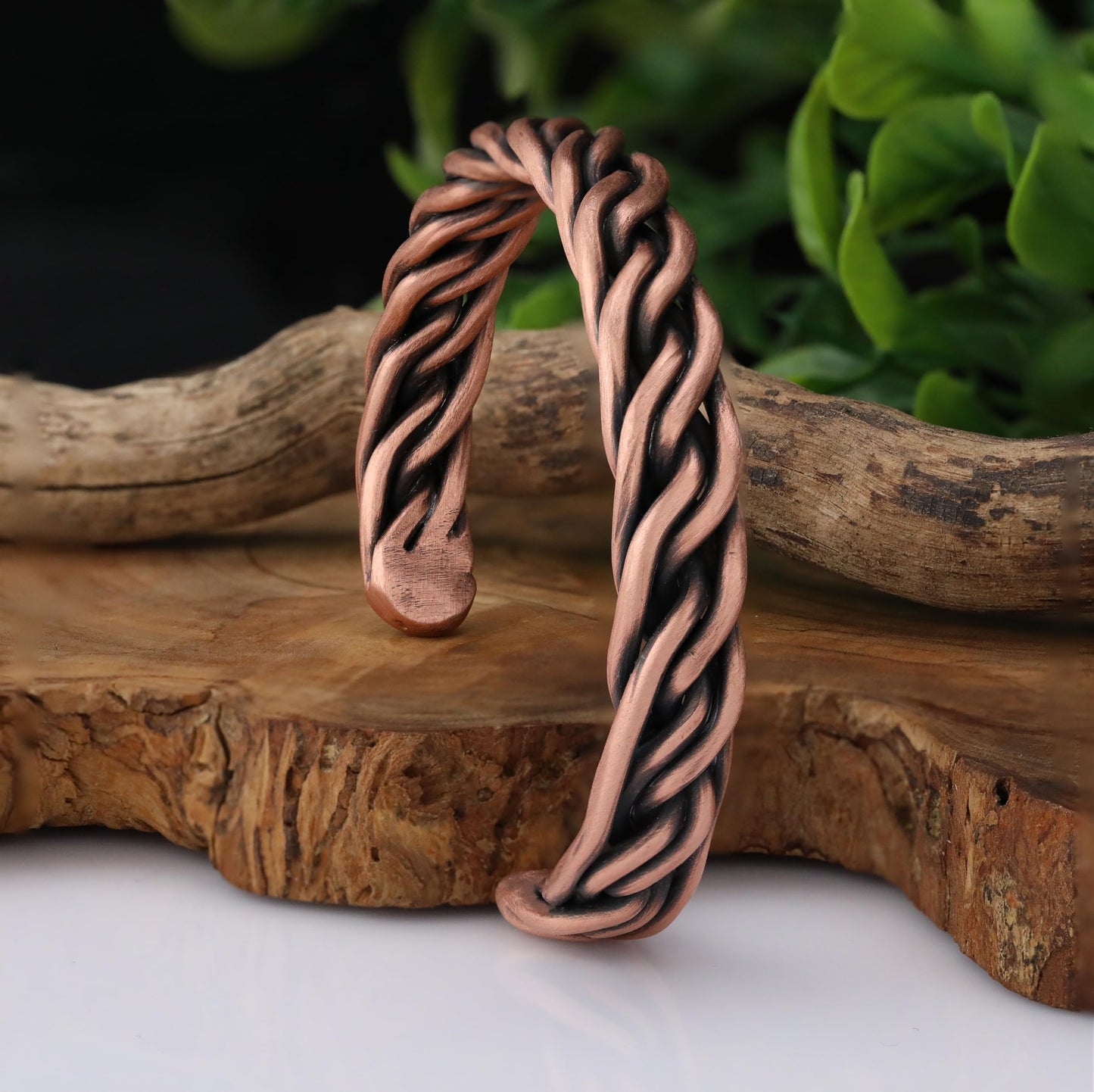 Handmade Elegant Copper Bracelet for Women and Men-Pure Copper Bracelet for Pain Relief and Stress Relief-Adjustable, Thickest, Twisted Copper Wire Bracelet to Fit many Size Wrist(folded) (folded)