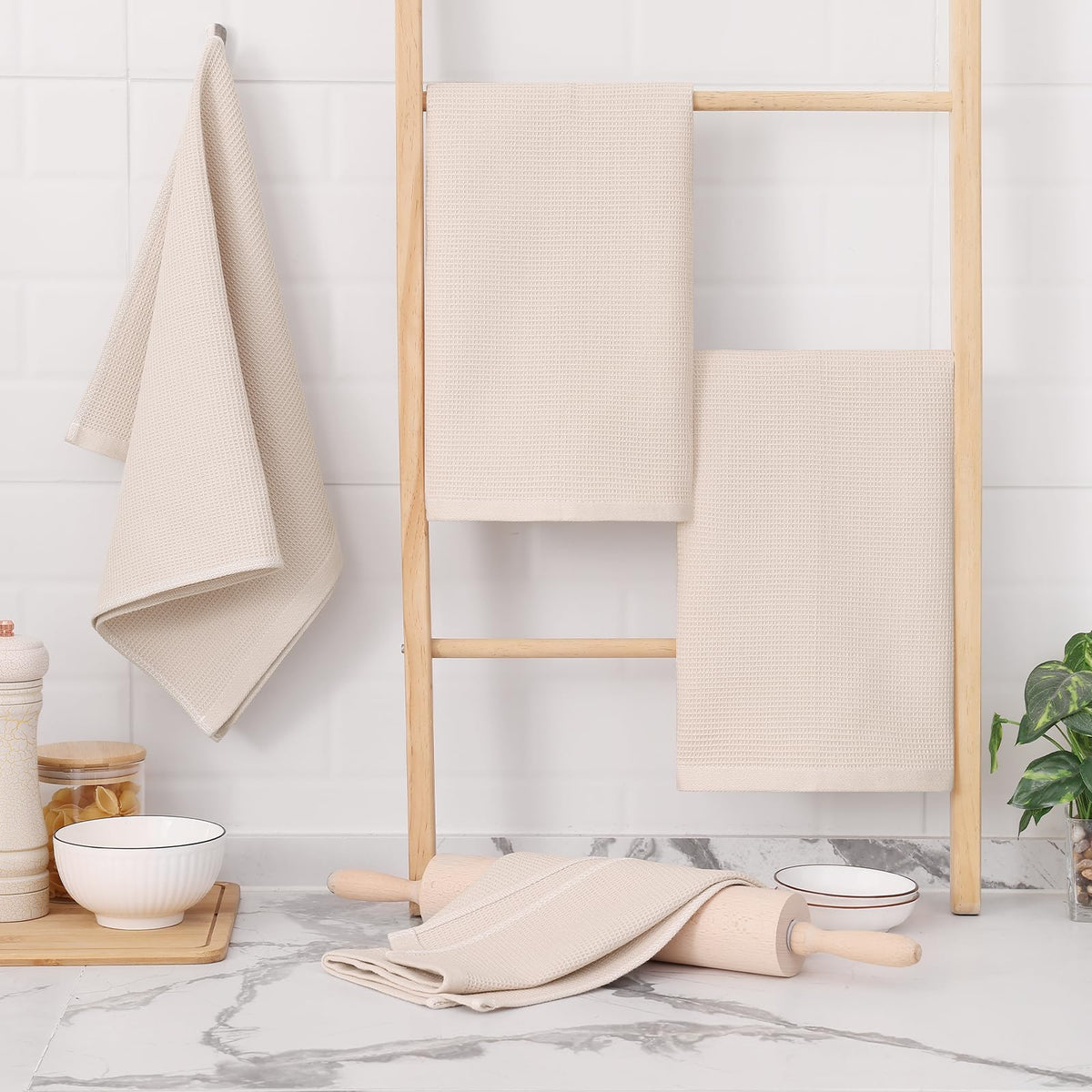 100% Cotton Waffle Weave Kitchen Towels (12 Count)