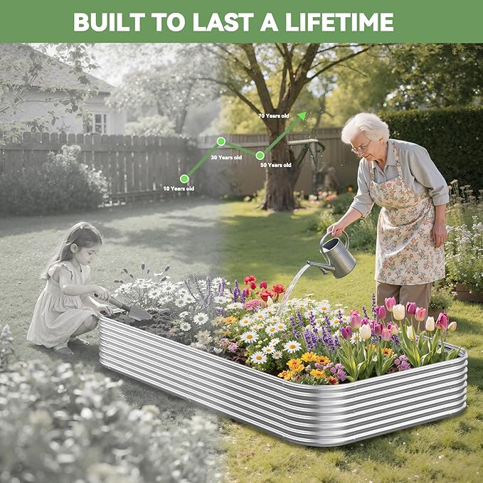 3 Pack 6x3FT Corrugated Galvanized Steel Raised Garden Bed Outdoor, Metal Above Ground Garden Bed for Vegetables and Flowers, Raised Beds for Gardening