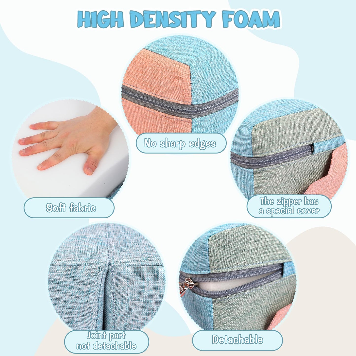 Asweets 4 in 1 Foam Climbing Blocks for Toddlers, Indoor Soft Climb and Crawl Play Climbing Toys for Creativity & Imagination, (Linen-Blue-Pink)