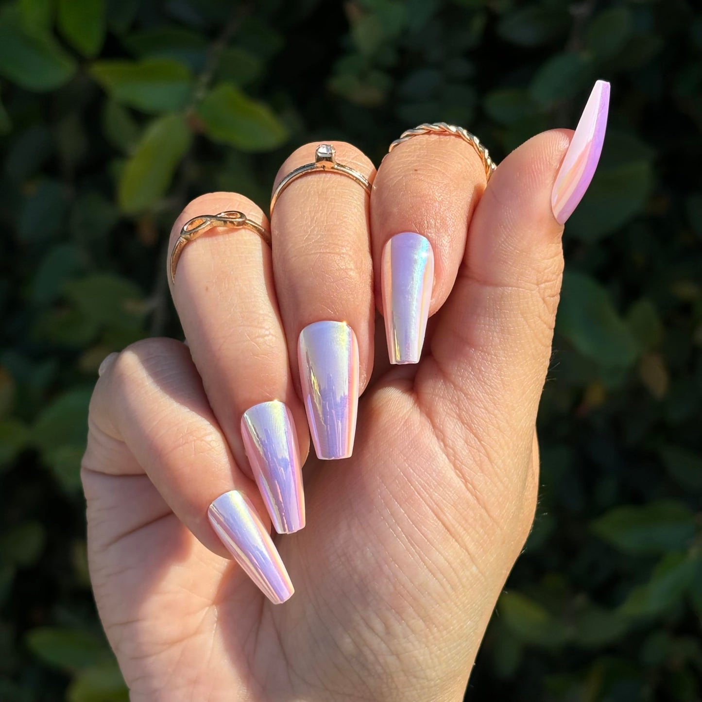 TEAL CHROME Press-On Nails by Lavaa Beauty | Long Coffin | Chrome Teal/Purple Coffin Nails