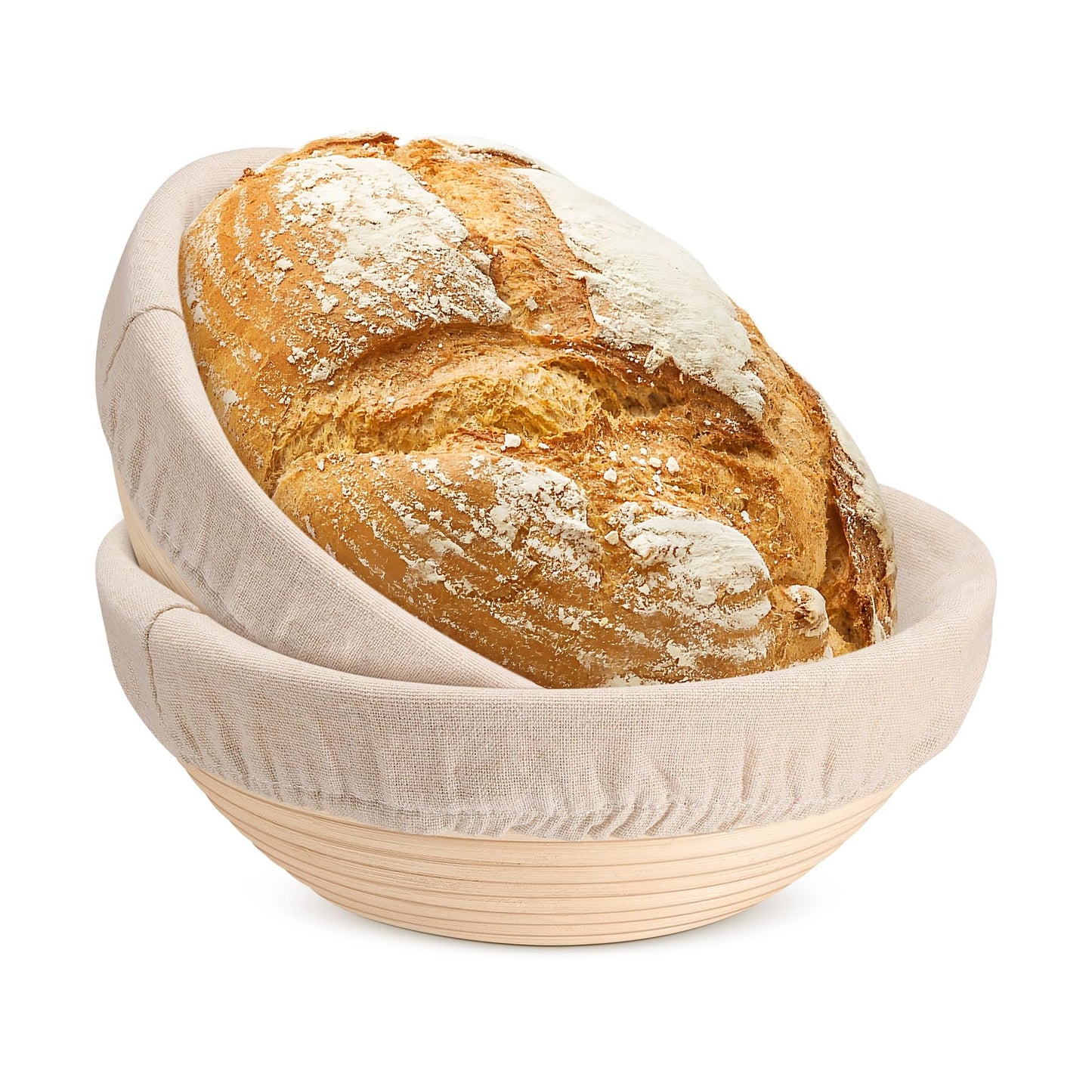 TeamFar Bread Proofing Basket Set of 2, Sourdough Bread Baking Supplies, 9 Inch Round Proofing Baskets for Sourdough Bread Baking, Proofing Bowls with Liner for Dough Fermentation