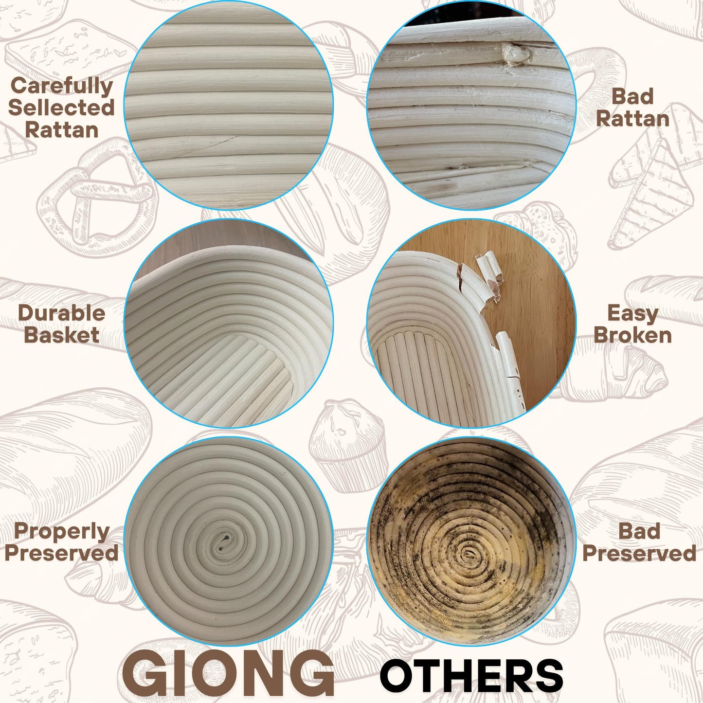 Banneton Bread Proofing Basket 2 pack 10 inch Oval Basket with Liner, Bread Proofing Basket Perfect for Professional & Home Sourdough Bread Baking, Artisan Sourdough Bread (Set of 2 pack 10" Oval)
