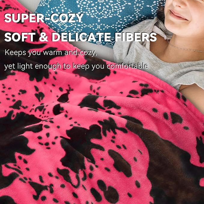 Hot Pink Blanket for Kids Lightweight Cute Soft Toddler Blanket for Girls Strawberry Pink Gifts Decor Stuff for Kids Girls Women Birthday