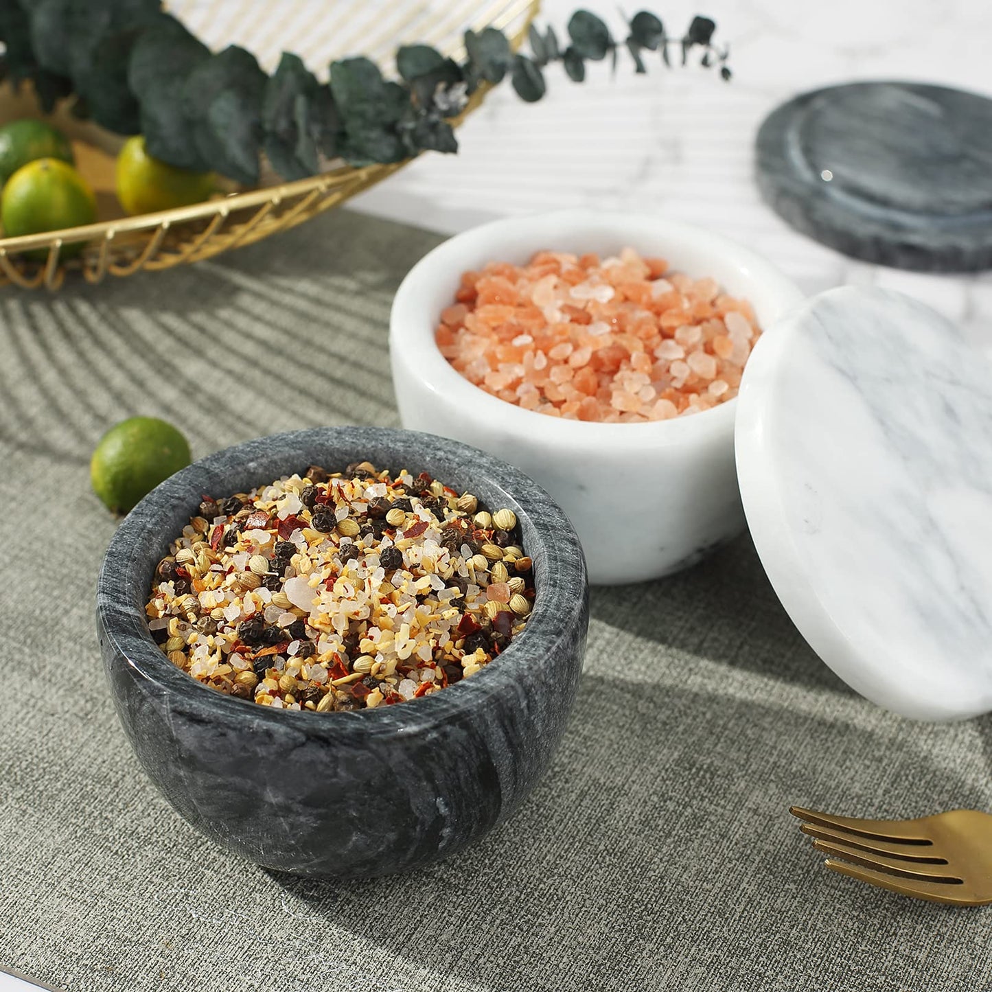 jalz jalz Marble Salt Holder Salt Box Spice keeper Black Big Salt Cellar Natural Material Salt Container Spice Cellar Large Capacity