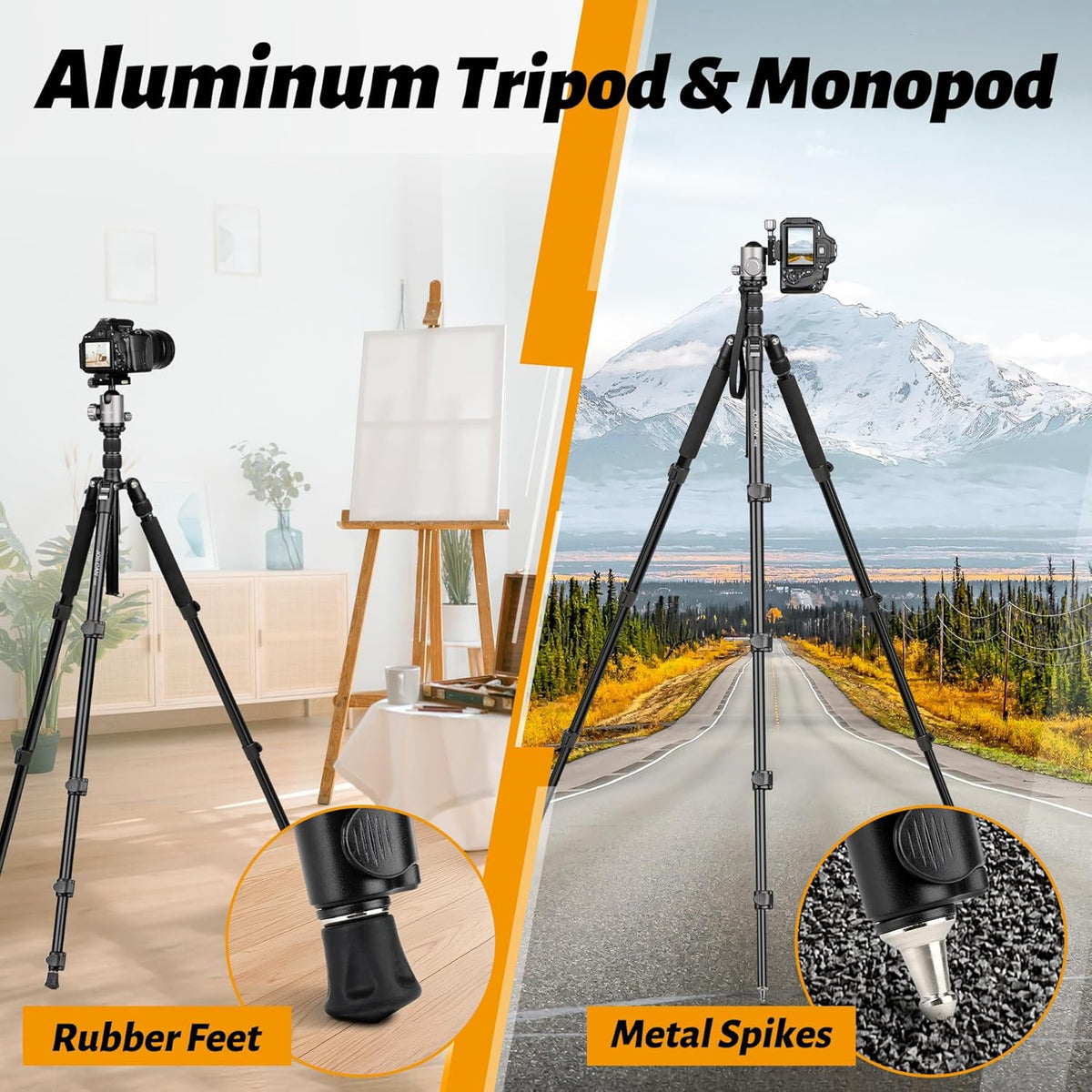 JOILCAN Tripod for Camera, 81" Aluminum Camera Tripod Monopod, Heavy Duty Travel Tripods for Spotting Scope Binoculars Laser Level, Payload 35Lb
