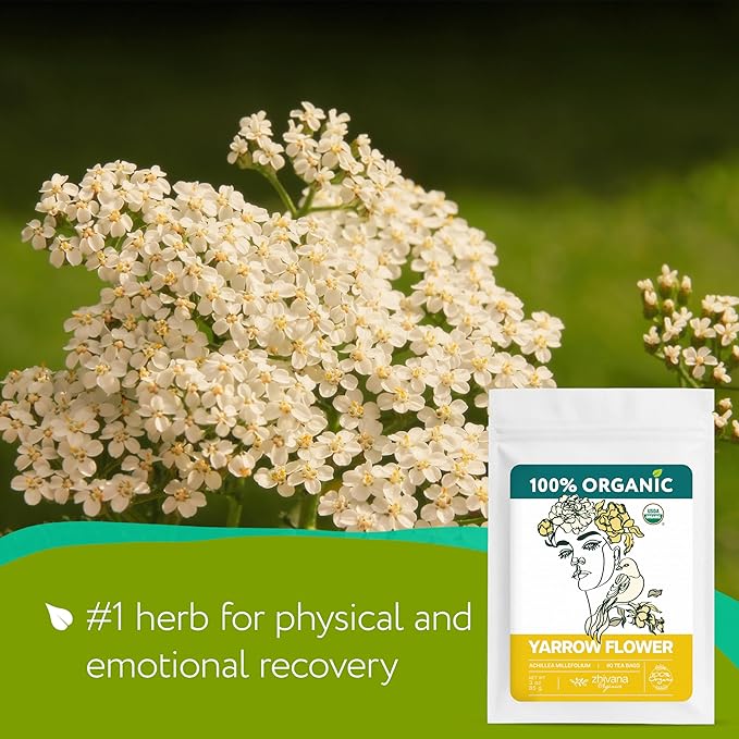 Organic Yarrow Tea (40 Tea Bags) - Support Immune Function, Digestion, Relaxation - Women's Tea for Healthy Cycle and Emotional Balance - Te de Milenrama