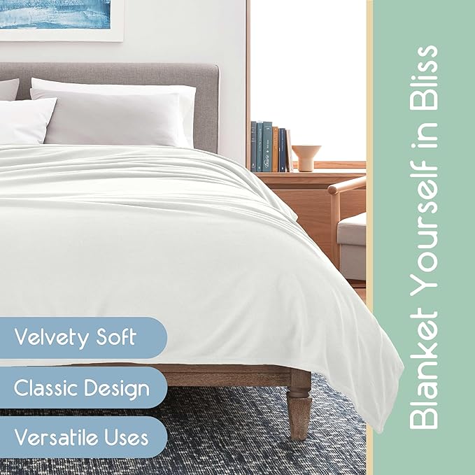 Queen Size Microfleece Blanket | Supersoft Lightweight Throw Blanket | All-Season Comfort | Plush Pet-Friendly Throw for Bed, Couch or Travel