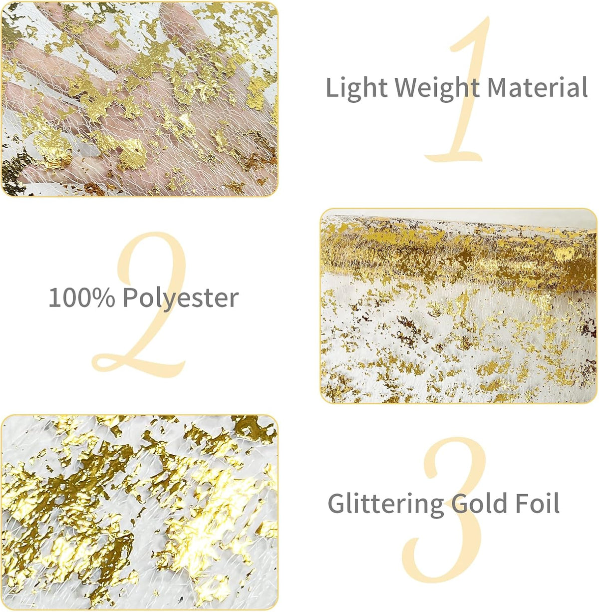 108" Gold Table Runner - Metallic Golden Party Decorations 9ft Gold Tulle Mesh Centerpieces Decor for Birthday, Wedding, Anniversary, Thanksgiving, Christmas,‌ Graduation Party Table Runner